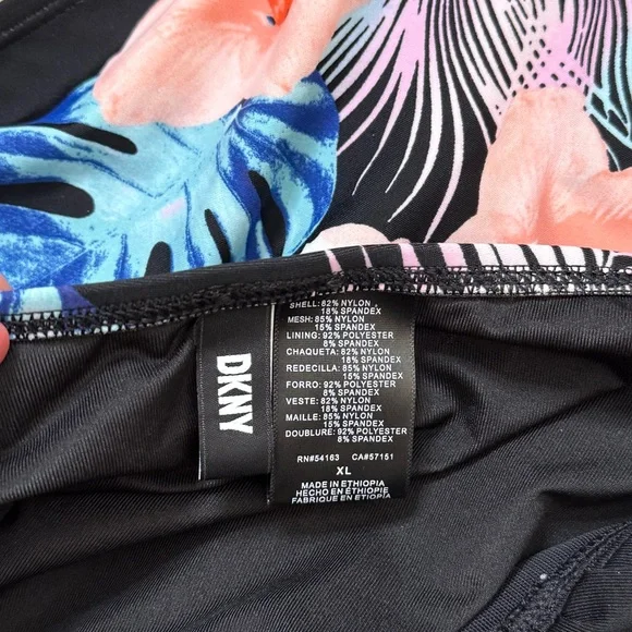 DKNY Swimsuit Tropical One Piece Halter XL New - Picture 4 of 5